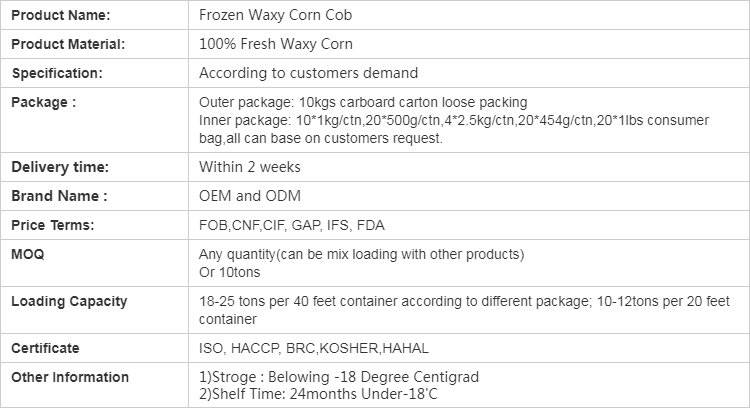 IQF Frozen Waxy Corn Cob(图1)