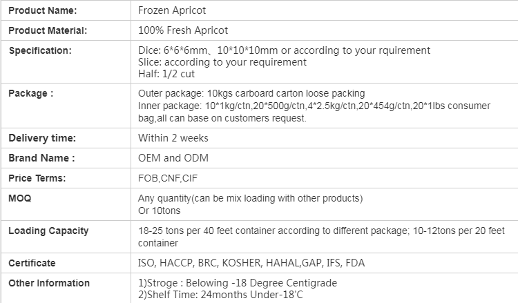 IQF Frozen Apricot Halves(图1)