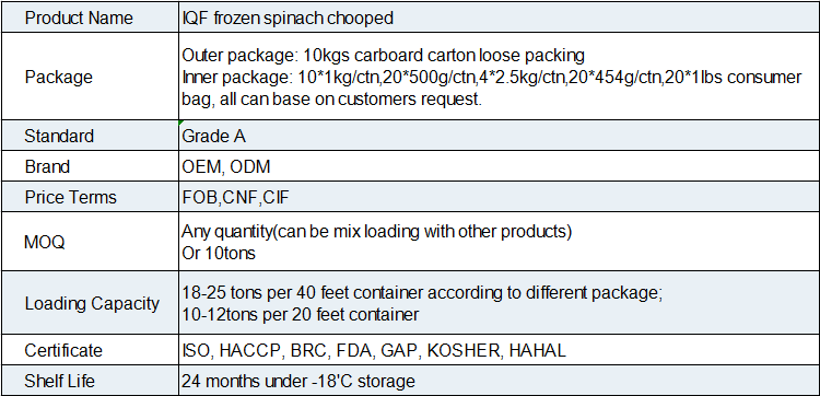 IQF Frozen Spinach Chooped(图1)