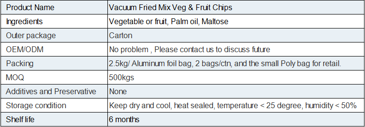Vacuum Fried Mix Veg & Fruit Chips(图1)